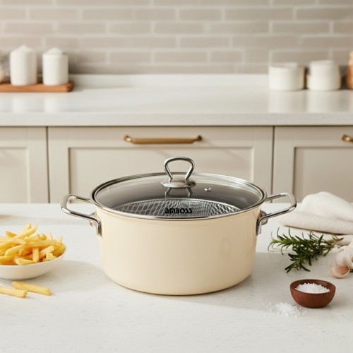 Amboss Crispella 22 Cm Cam Kapaklı Emaye Kızartma Tenceresi- Kahvereng Amboss Crispella 22 Cm Cam Kapaklı Emaye Kızartma Tenceresi- Kahvereng